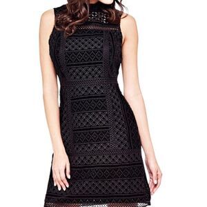 NWT Guess Olivia Black Velvet Eyelet Fit Flare - Gorgeous